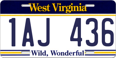 WV license plate 1AJ436