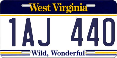 WV license plate 1AJ440