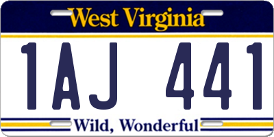 WV license plate 1AJ441
