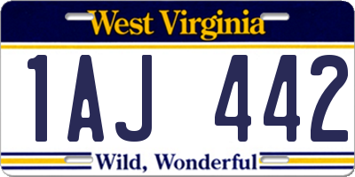 WV license plate 1AJ442