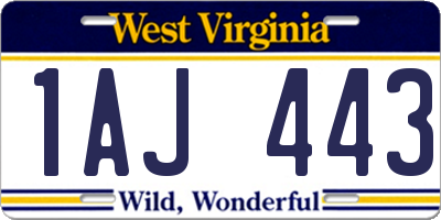 WV license plate 1AJ443