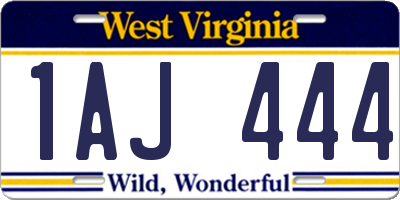 WV license plate 1AJ444