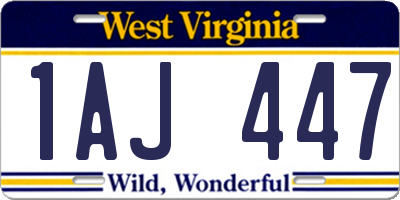 WV license plate 1AJ447