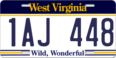 WV license plate 1AJ448