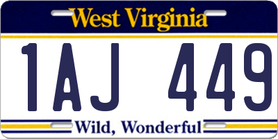 WV license plate 1AJ449