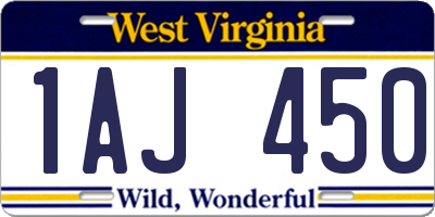 WV license plate 1AJ450