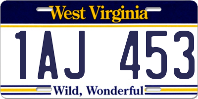 WV license plate 1AJ453
