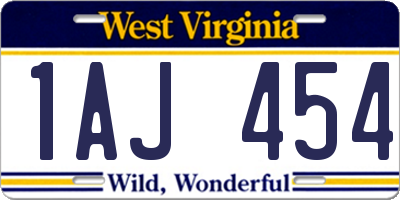 WV license plate 1AJ454