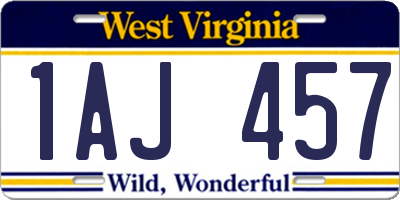 WV license plate 1AJ457