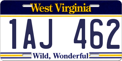 WV license plate 1AJ462