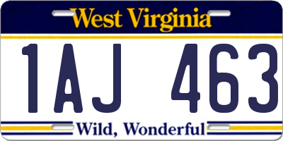 WV license plate 1AJ463