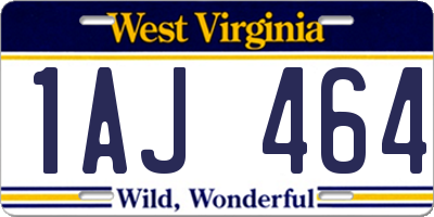 WV license plate 1AJ464