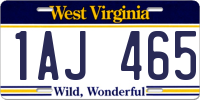 WV license plate 1AJ465