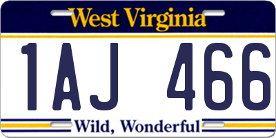 WV license plate 1AJ466