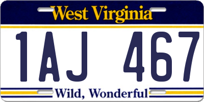 WV license plate 1AJ467