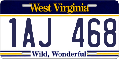 WV license plate 1AJ468