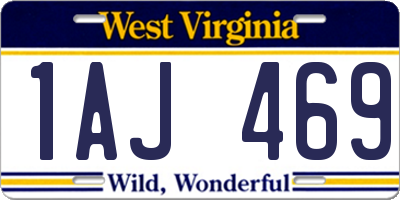 WV license plate 1AJ469