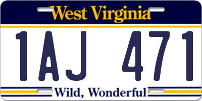 WV license plate 1AJ471