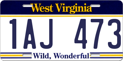 WV license plate 1AJ473