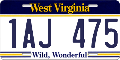 WV license plate 1AJ475