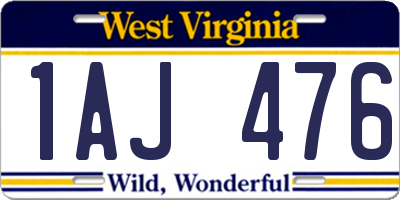 WV license plate 1AJ476