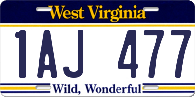 WV license plate 1AJ477