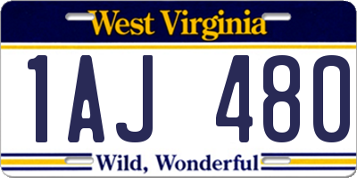 WV license plate 1AJ480