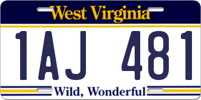 WV license plate 1AJ481