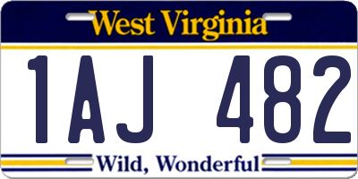 WV license plate 1AJ482
