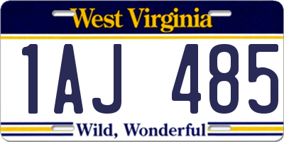 WV license plate 1AJ485