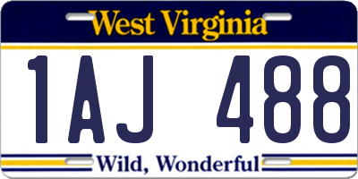 WV license plate 1AJ488