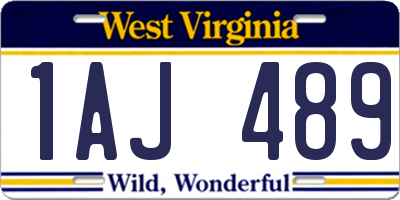 WV license plate 1AJ489