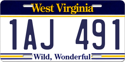 WV license plate 1AJ491