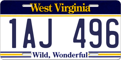 WV license plate 1AJ496