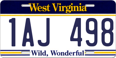 WV license plate 1AJ498