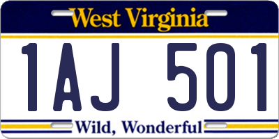 WV license plate 1AJ501