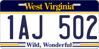 WV license plate 1AJ502