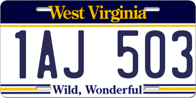 WV license plate 1AJ503