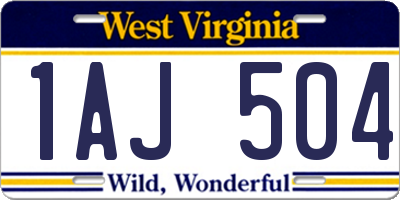 WV license plate 1AJ504