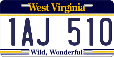 WV license plate 1AJ510