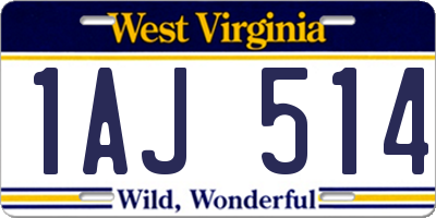 WV license plate 1AJ514