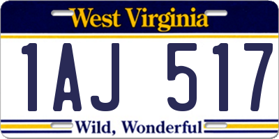 WV license plate 1AJ517