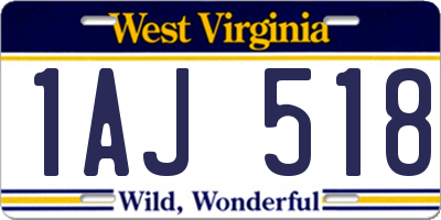 WV license plate 1AJ518