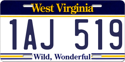 WV license plate 1AJ519