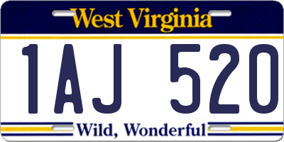 WV license plate 1AJ520