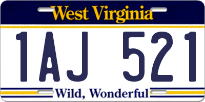 WV license plate 1AJ521