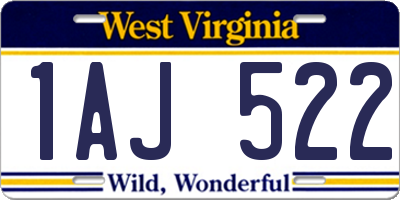 WV license plate 1AJ522