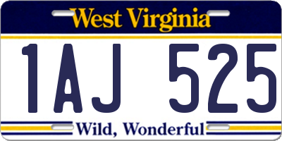 WV license plate 1AJ525