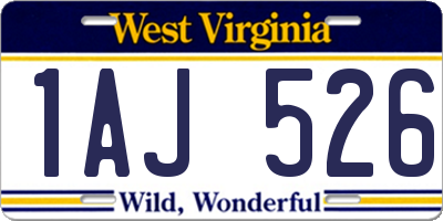 WV license plate 1AJ526