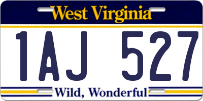 WV license plate 1AJ527